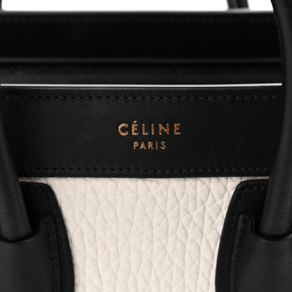 Celine Bullhide Calfskin Nubuck Bi-Color Nano Luggage Black White 6 of 13