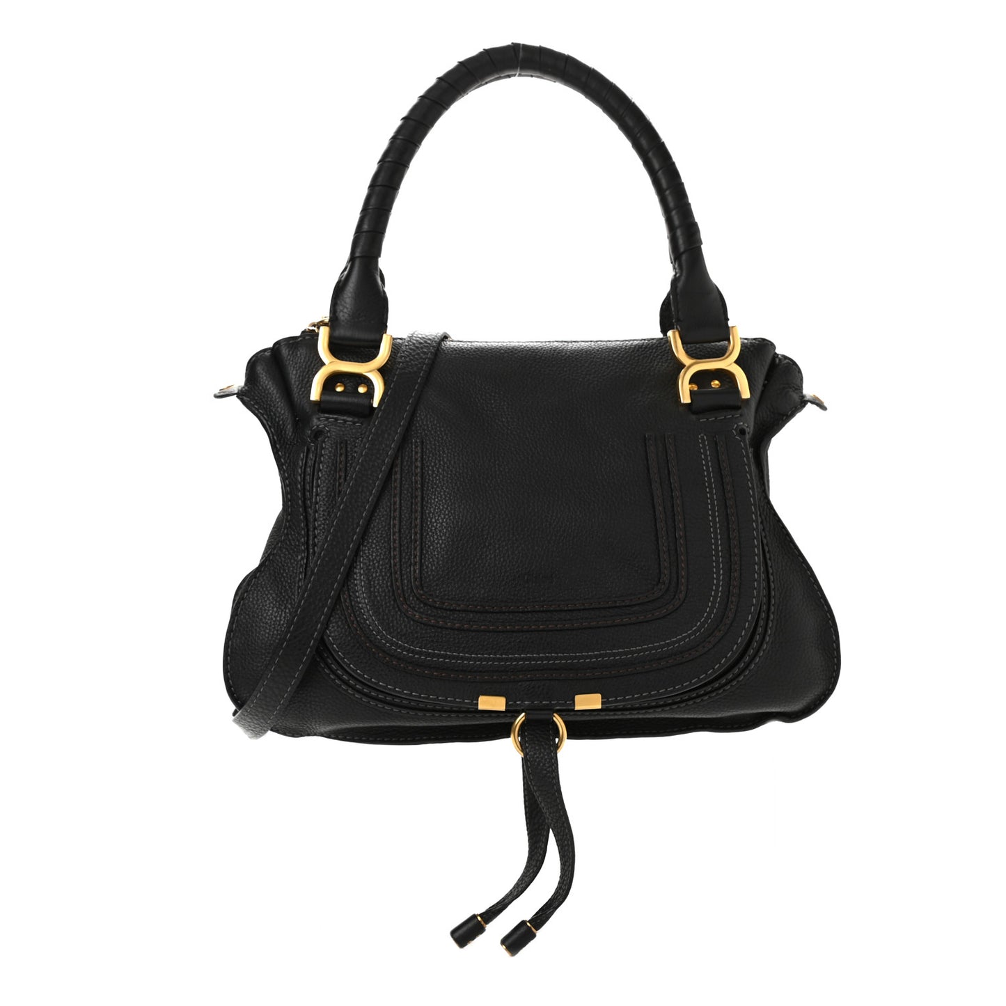 Calfskin Medium Marcie Satchel Black