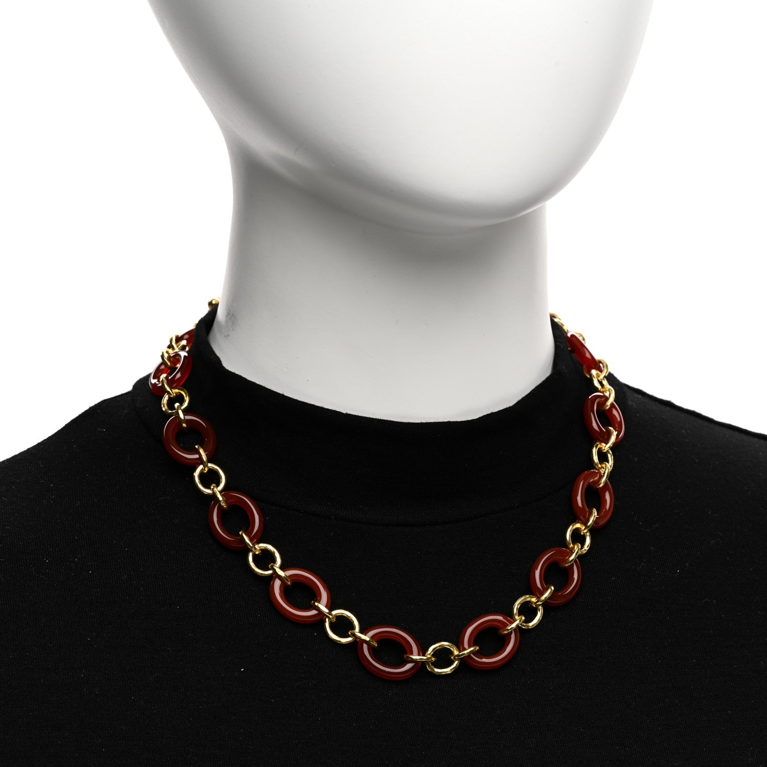 Elizabeth Locke ELIZABETH LOCKE 19K Yellow Gold Carnelian Link Necklace 17" 2 of 5