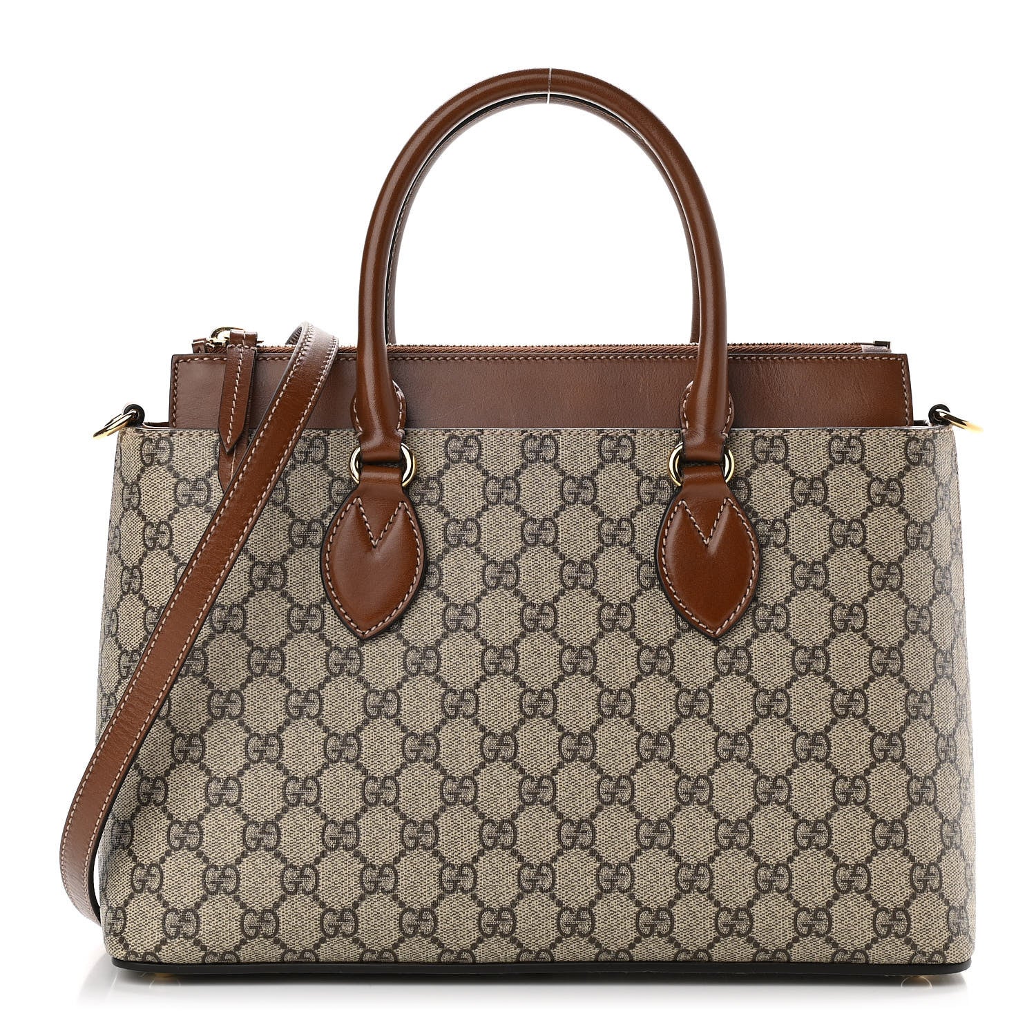 Gucci GG Supreme Monogram Small Zip Top Tote Beige Tuscany 1 of 15