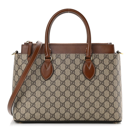 Gucci GG Supreme Monogram Small Zip Top Tote Beige Tuscany 1 of 15