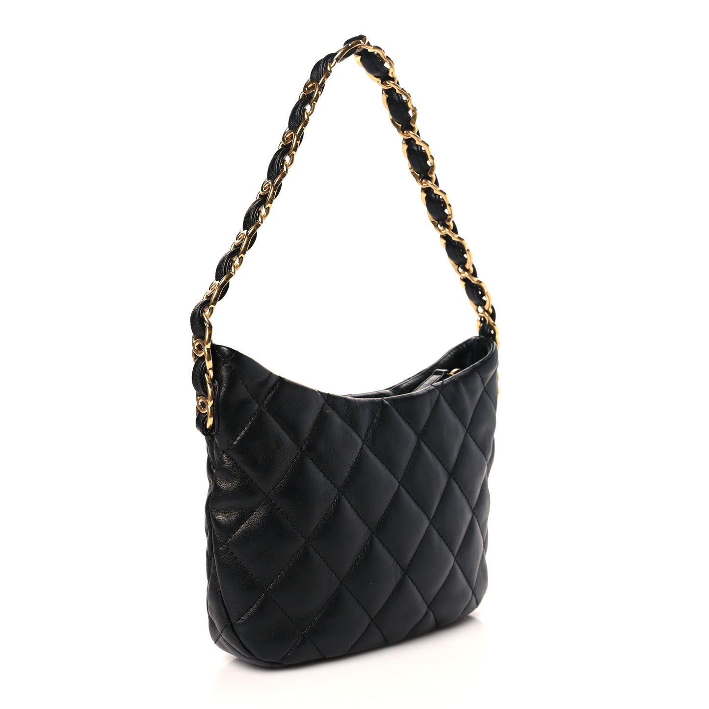 Lambskin Quilted CC Links Hobo Black