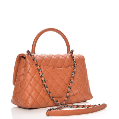 Chanel Caviar Quilted Small Coco Handle Flap Orange 4 of 9