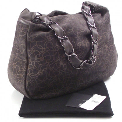 Chanel Suede Camelia Chain Hobo Gray 3 of 11