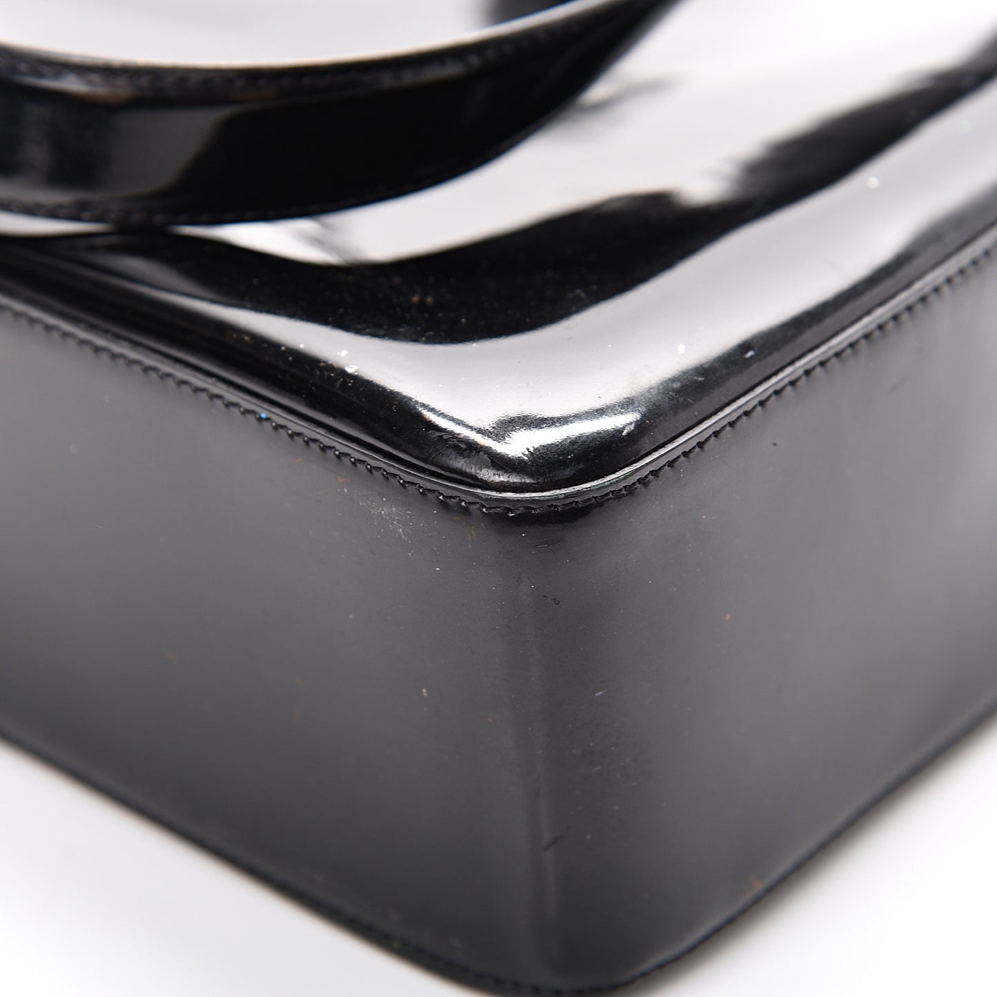 Patent Logo Shoulder Bag Black