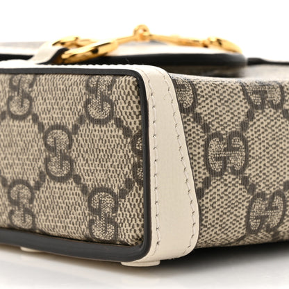 Gucci GG Supreme Monogram Azalea Calfskin Mini Horsebit 1955 Crossbody Bag Beige Ebony Mystic White 10 of 11