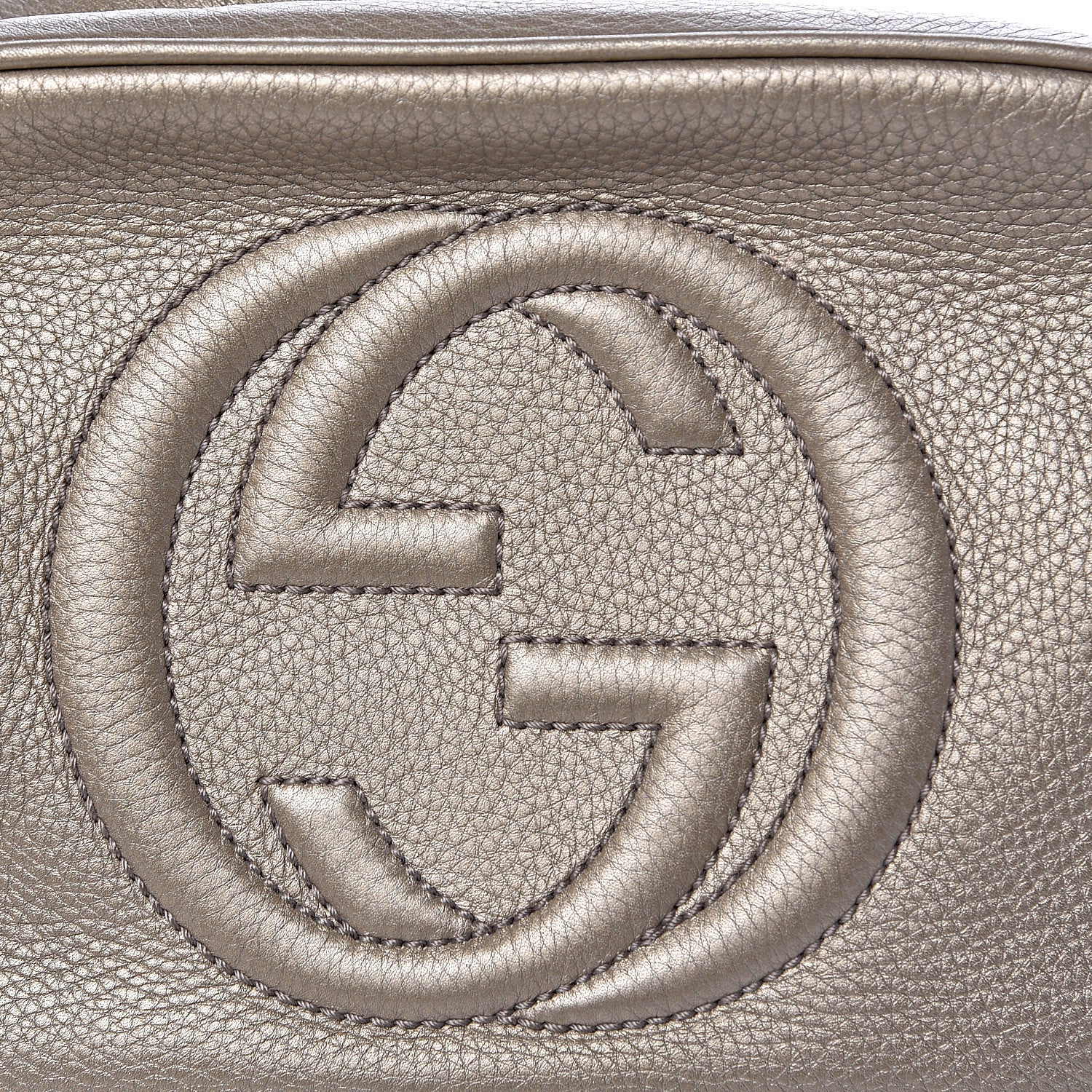Gucci Metallic Pebbled Calfskin Small Soho Disco Bag Golden Beige 12 of 12