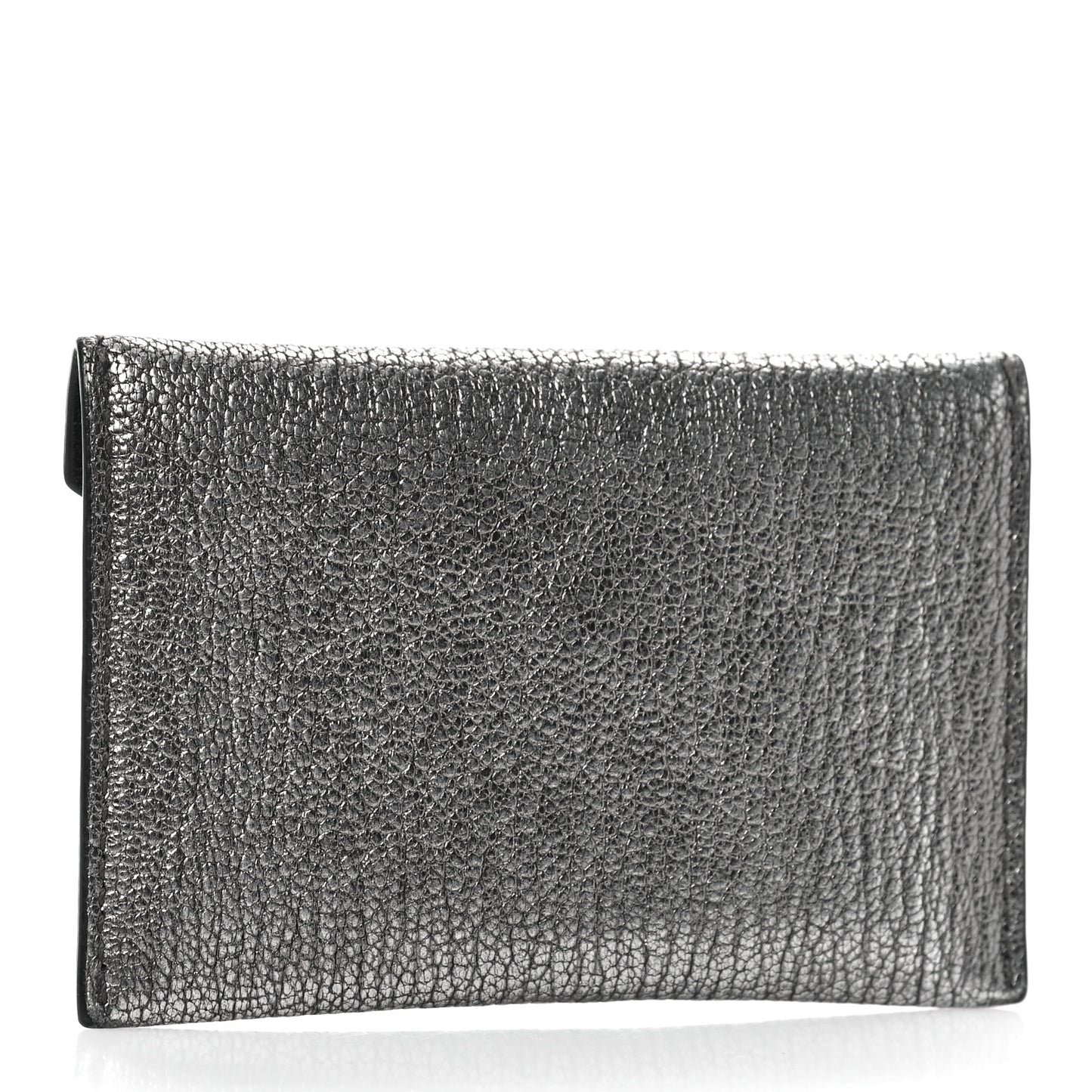 Metallic Calfskin Skull Envelope Card Holder Black Pearl
