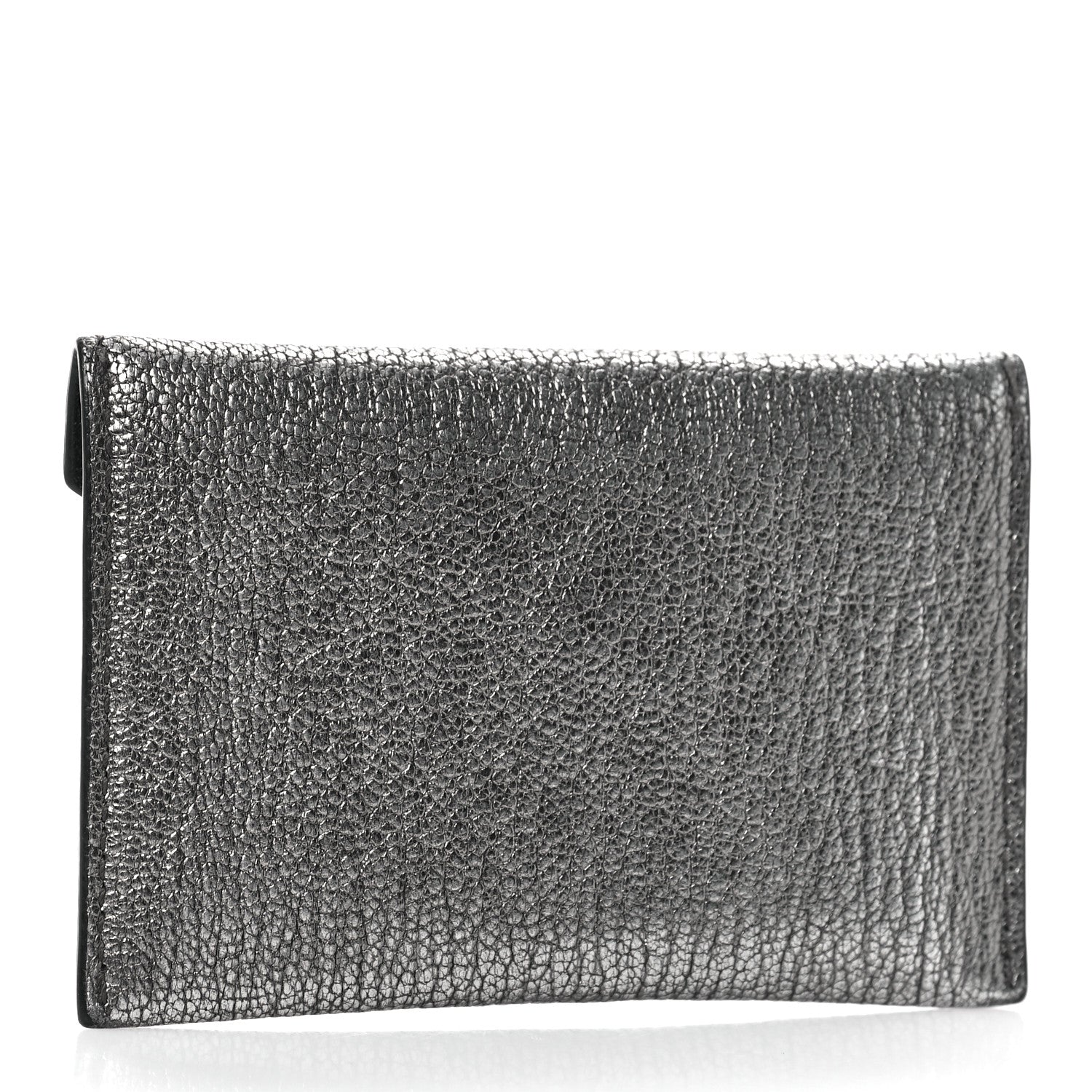 Alexander McQueen Metallic Calfskin Skull Envelope Card Holder Black Pearl 3 of 9