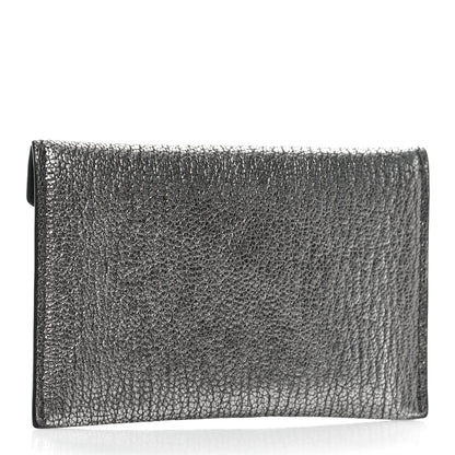 Alexander McQueen Metallic Calfskin Skull Envelope Card Holder Black Pearl 3 of 9
