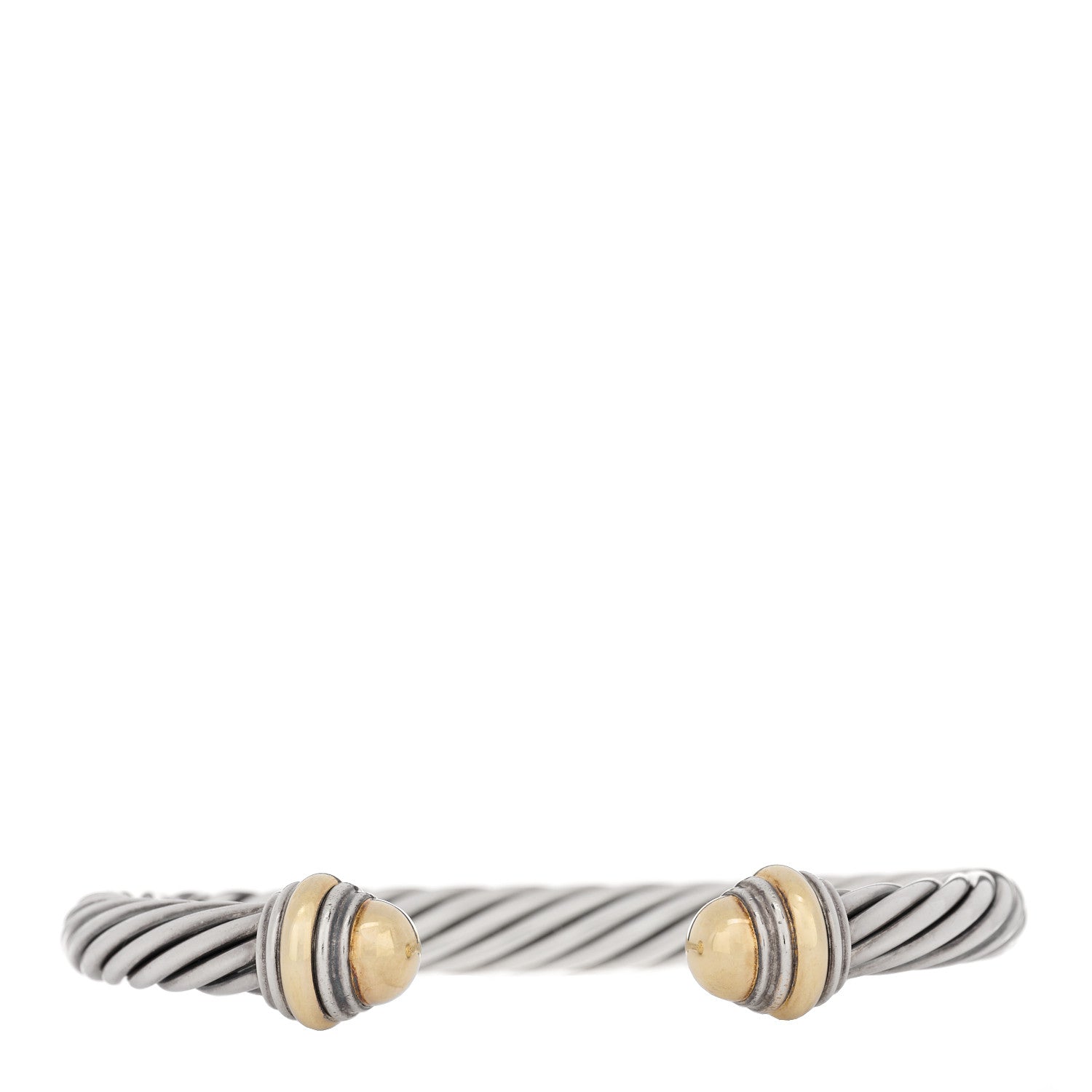 David Yurman Sterling Silver 14K Yellow Gold 7mm Cable Classics Dome Bracelet 1 of 3