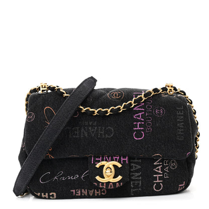 Chanel Denim Quilted Denim Mood Mini Rectangular Flap Black Multicolor 1 of 12