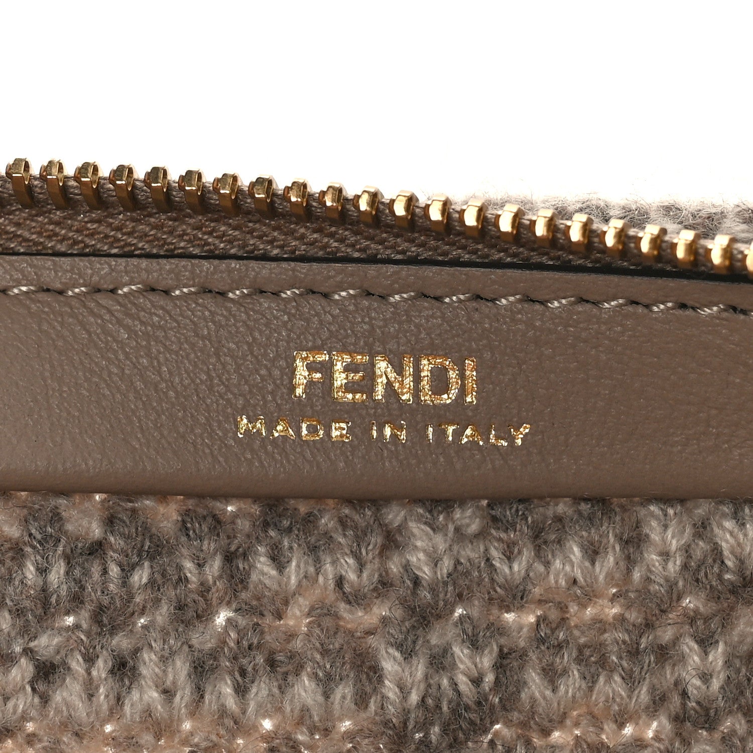 Fendi Fabric Calfskin FF Woven Large Flat Pouch Corda 6 of 8