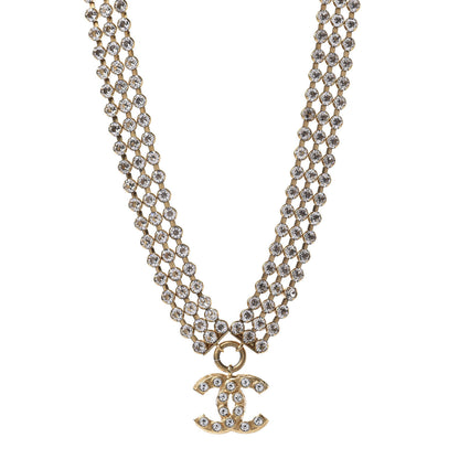 Chanel Crystal CC Choker Necklace Gold 1 of 6