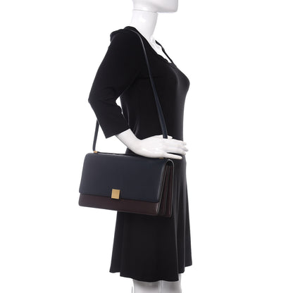 Celine Calfskin Bicolor Medium Case Flap Navy Burgundy 2 of 10