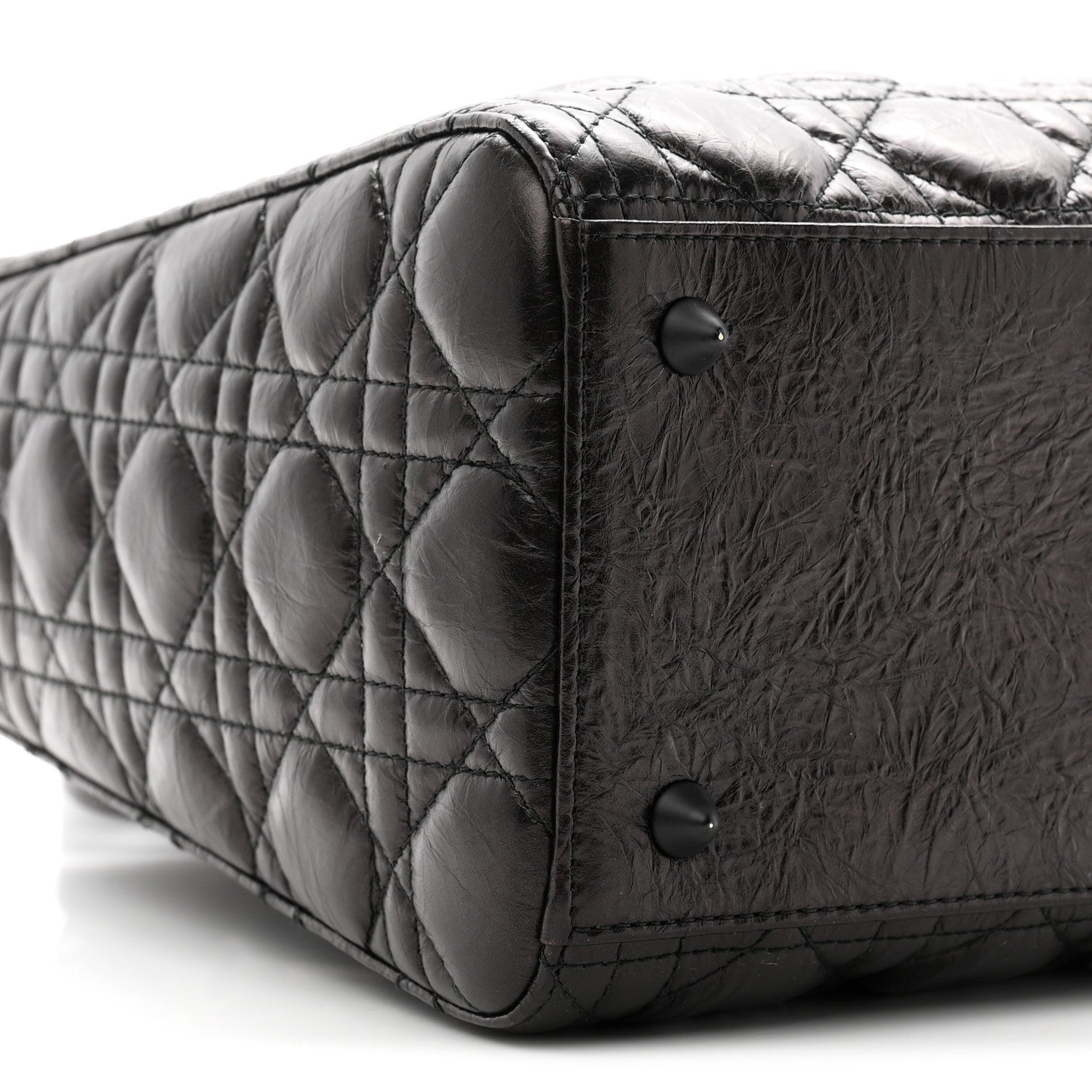 Christian Dior Crinkled Calfskin Cannage Medium Lady Dior Black 9 of 10