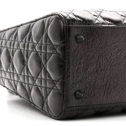 Christian Dior Crinkled Calfskin Cannage Medium Lady Dior Black 9 of 10