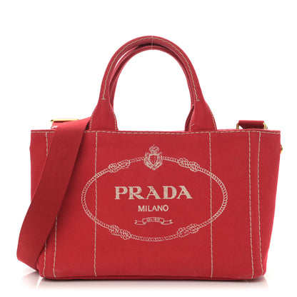 Prada Canapa Small Logo Tote Rosso 1 of 14