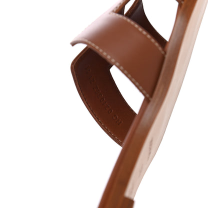Hermes Box Calfskin Oran Sandals 37.5 Gold 8 of 9