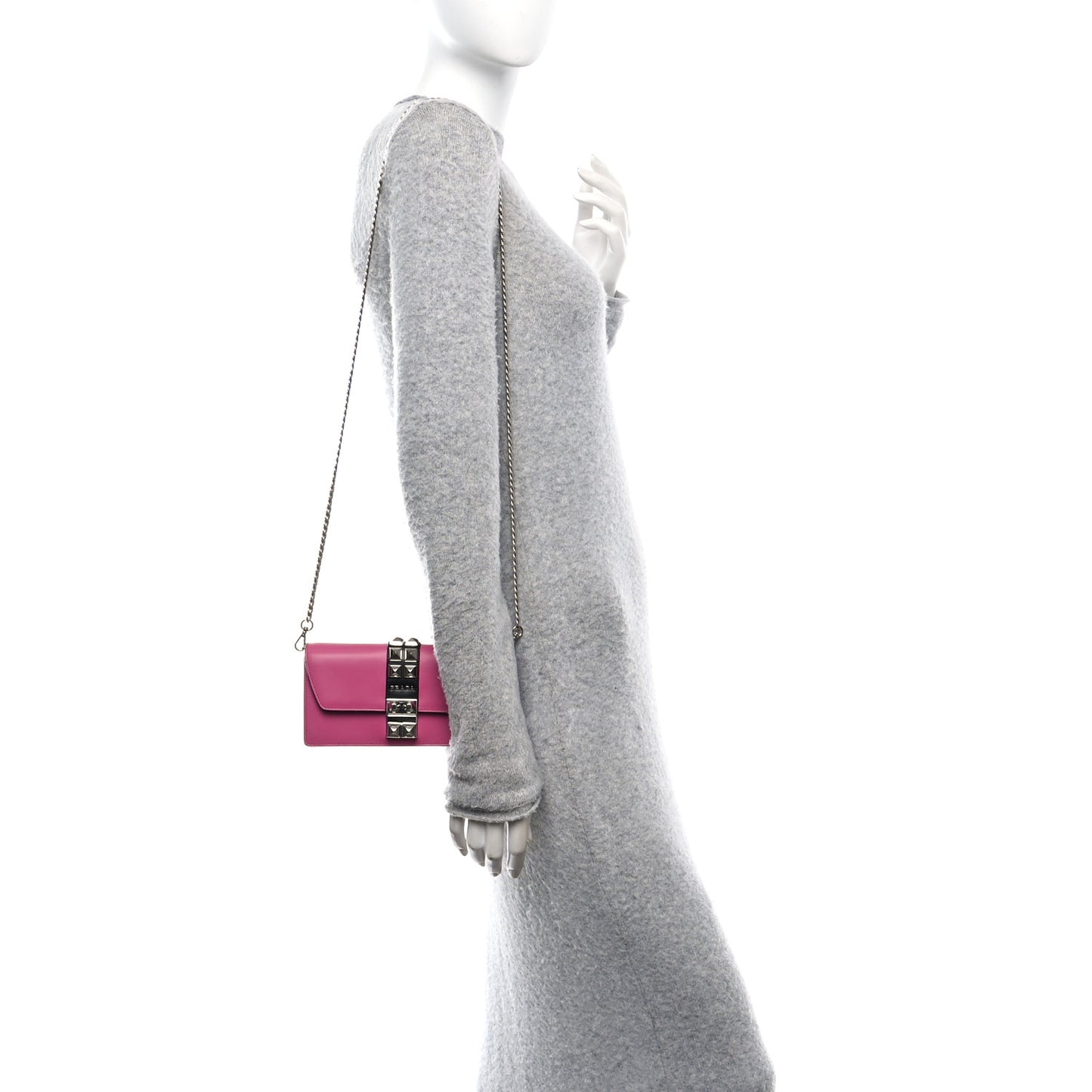 City Calfskin Studded Mini Elektra Crossbody Bag Fuchsia Black