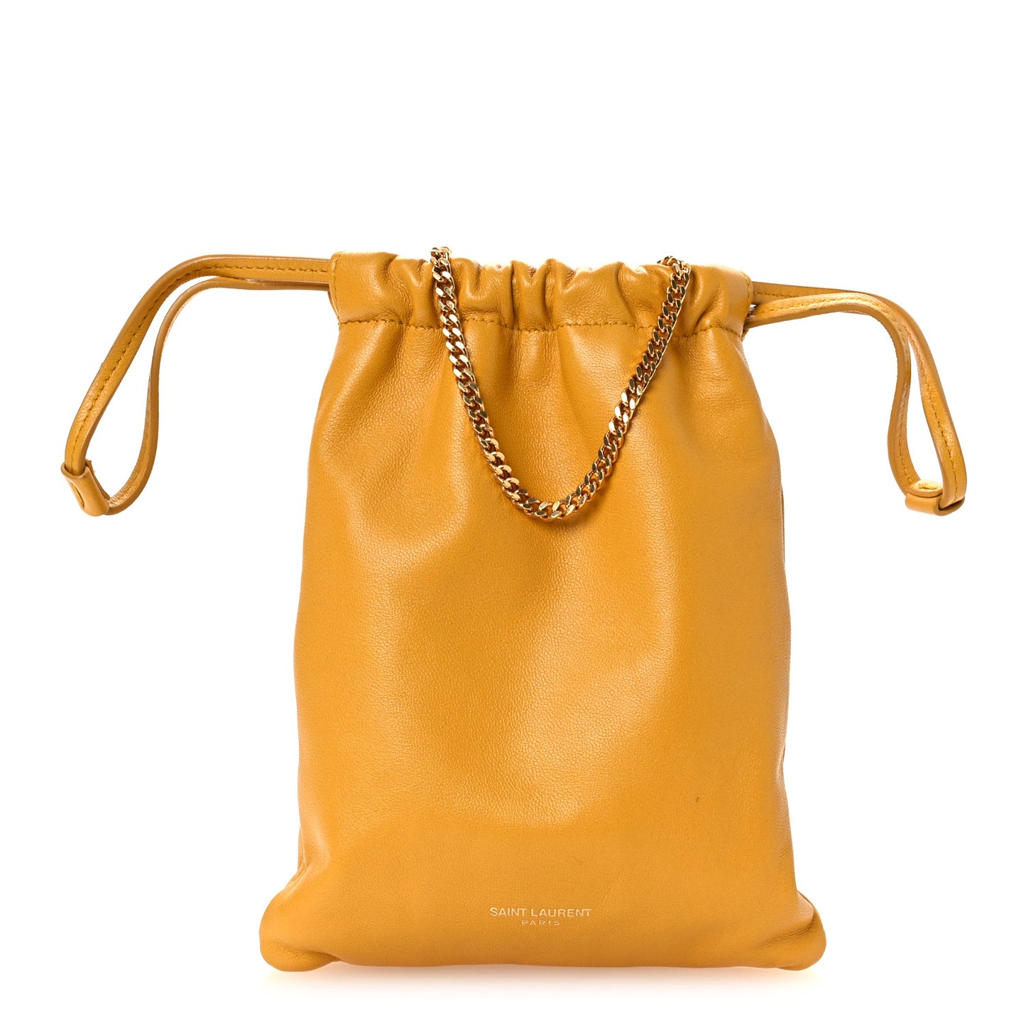 Lambskin Paris Drawstring Pouch Saffran