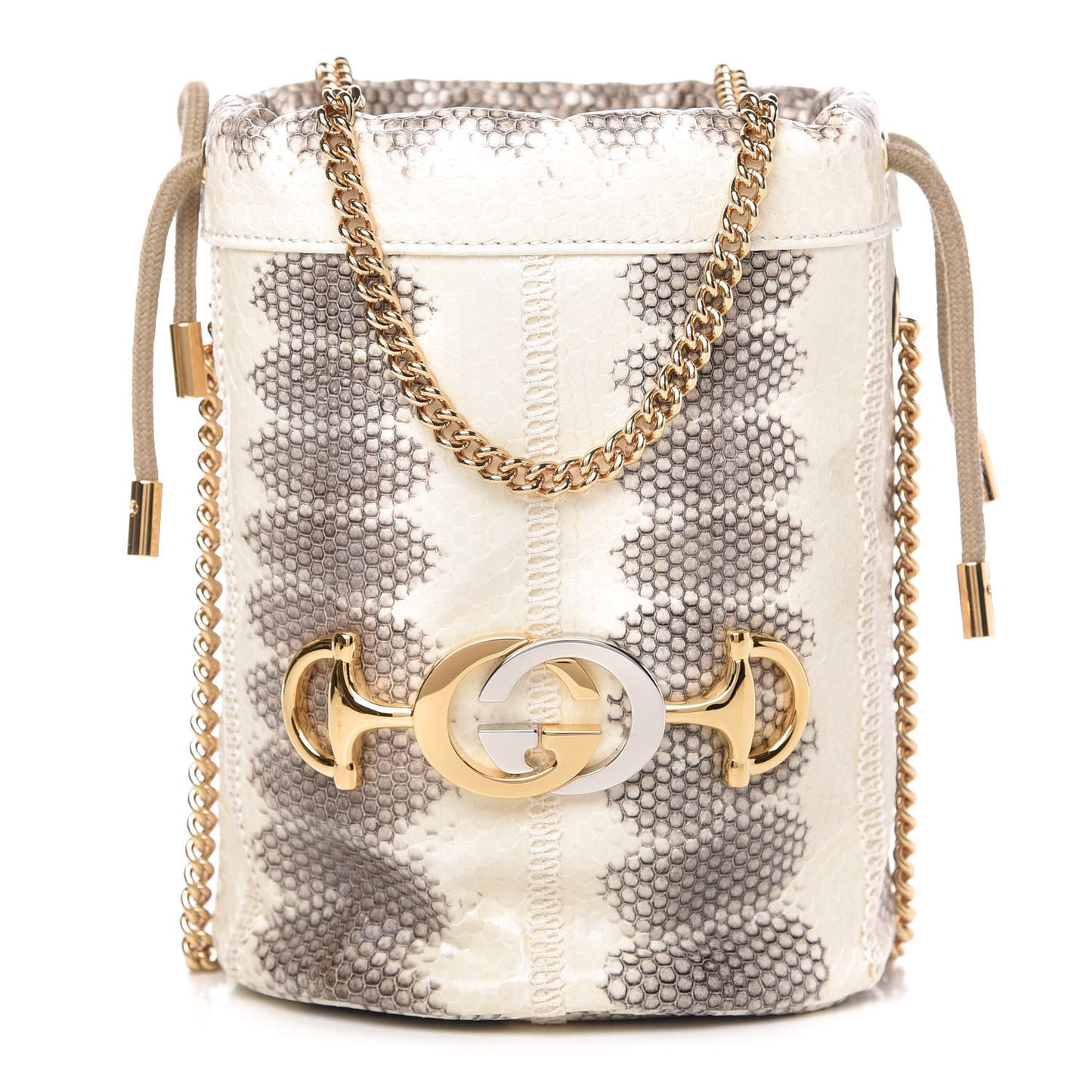 Snakeskin Mini Zumi Bucket Bag Grey
