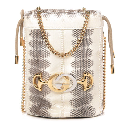 Gucci Snakeskin Mini Zumi Bucket Bag Grey 1 of 9