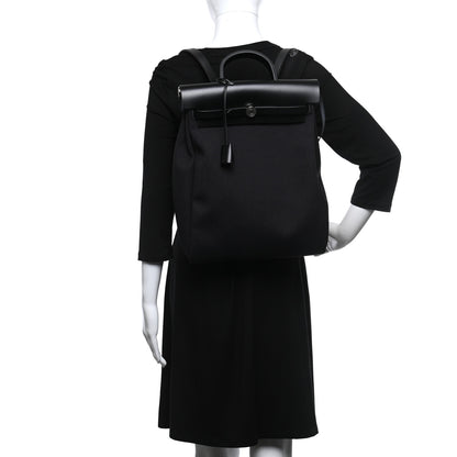 Hermes Military Toile Vache Hunter Herbag a Dos Zip Retourne Backpack Black 2 of 9
