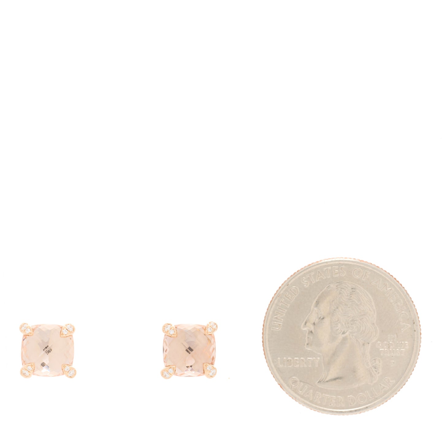 18K Rose Gold Diamond Morganite 8mm Chatelaine Earrings