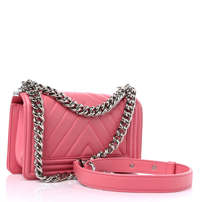 Chanel Calfskin Chevron Quilted Small Boy Flap Pink 3 of 9