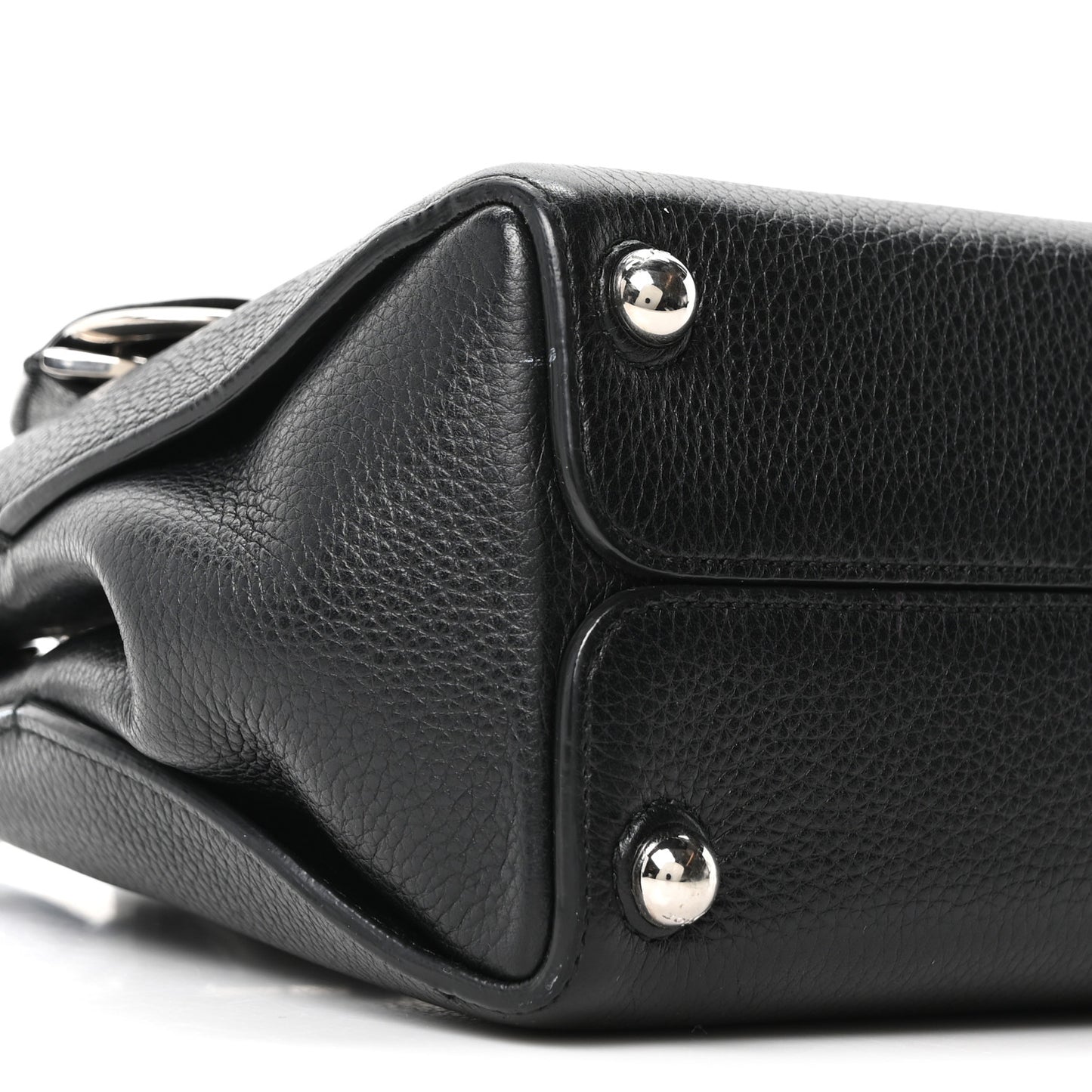 Grained Calfskin Small Open Bar Tote Black