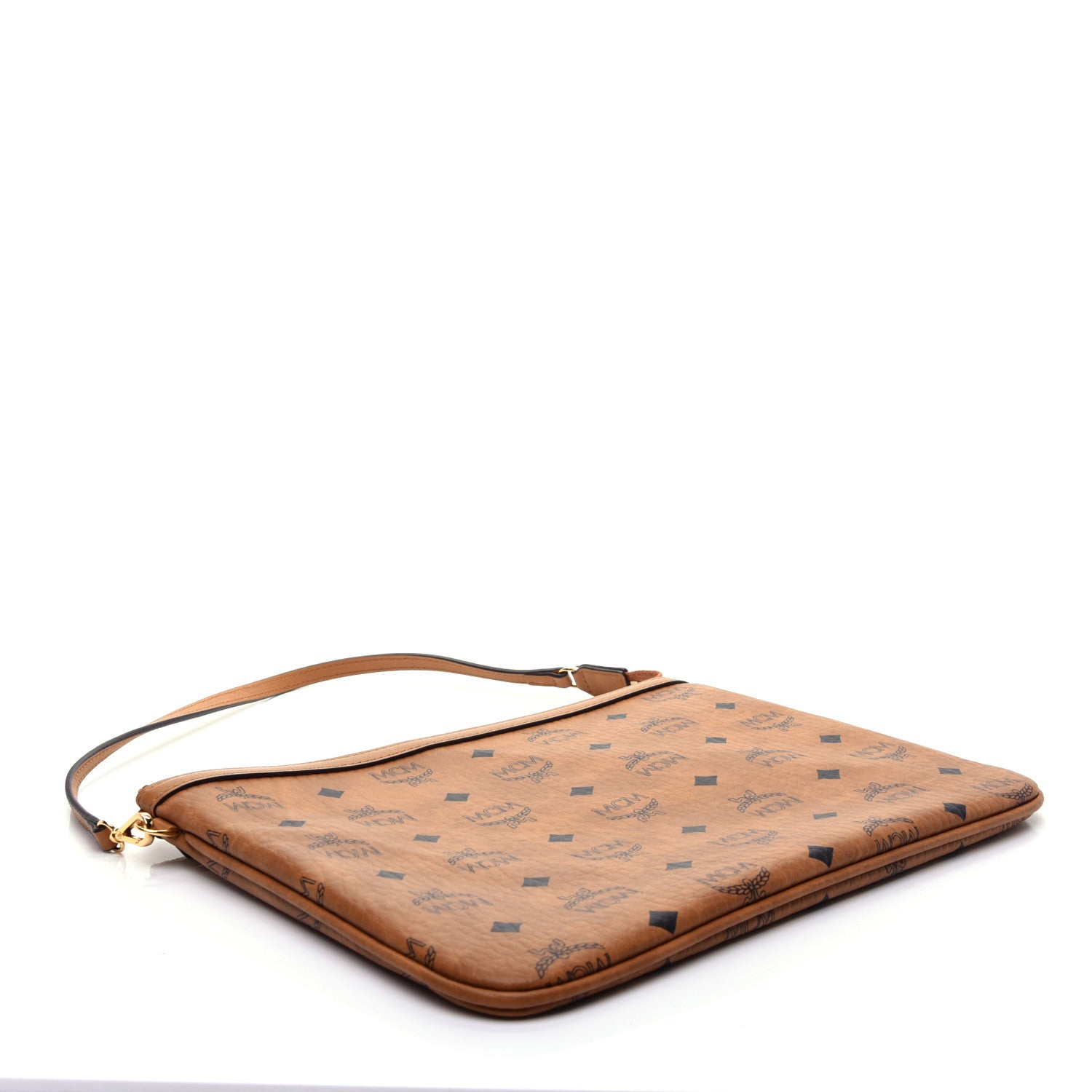 MCM Visetos Liz Shopper Tote Pouch Cognac 3 of 8