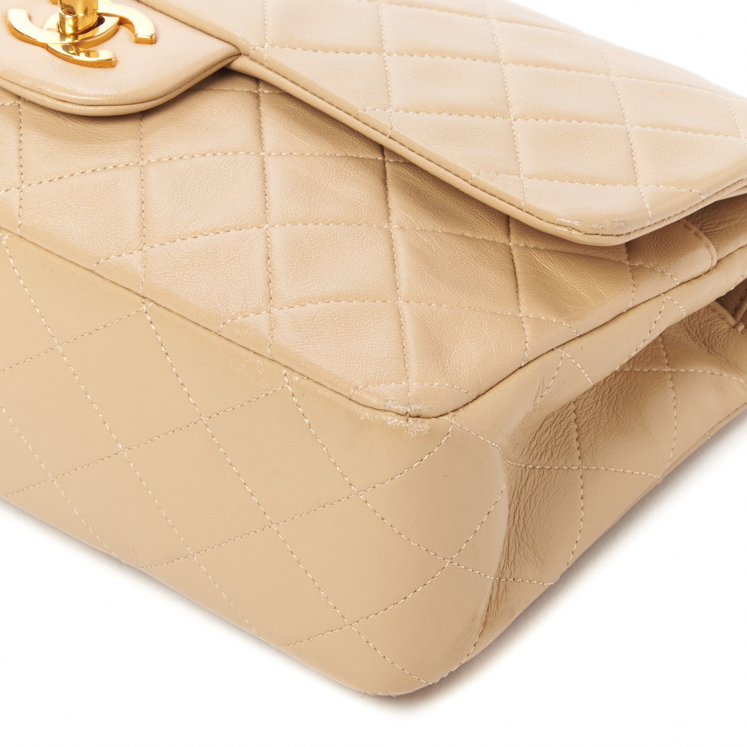 Chanel Lambskin Quilted Medium Double Flap Beige 5 of 10
