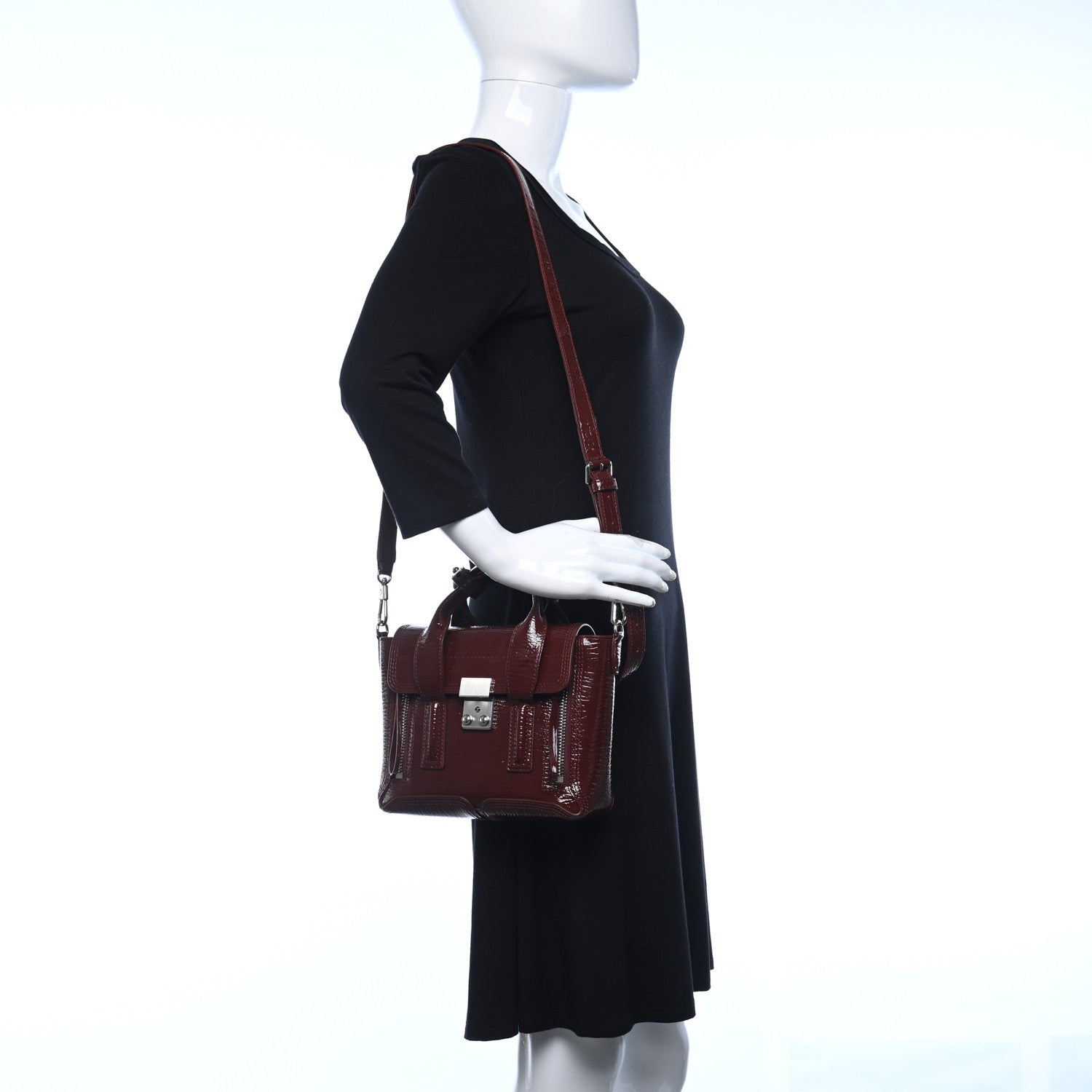 3.1 Phillip Lim Textured Patent Mini Pashli Satchel Burgundy 2 of 14