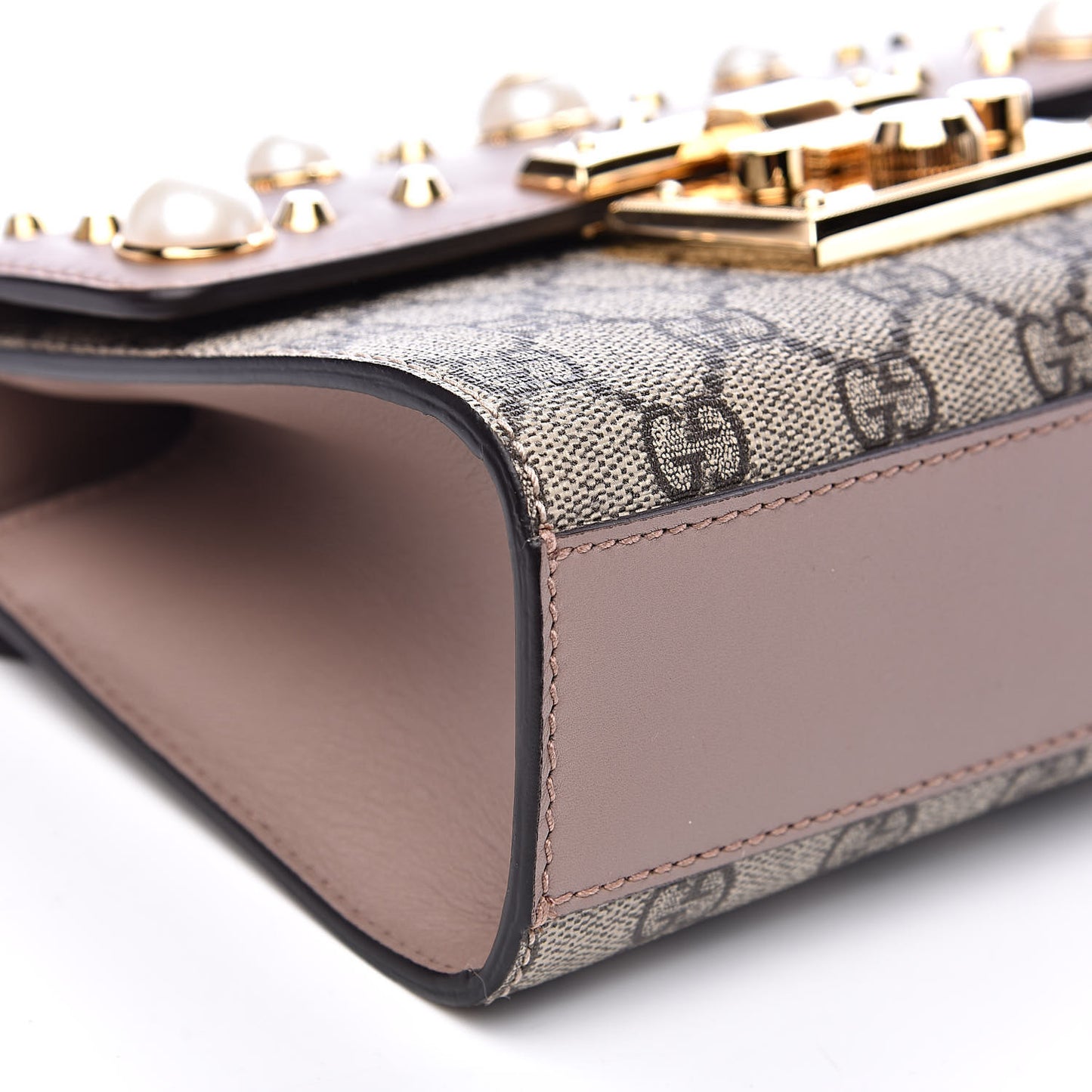 GG Supreme Monogram Studded Small Padlock Shoulder Bag Porcelain Rose