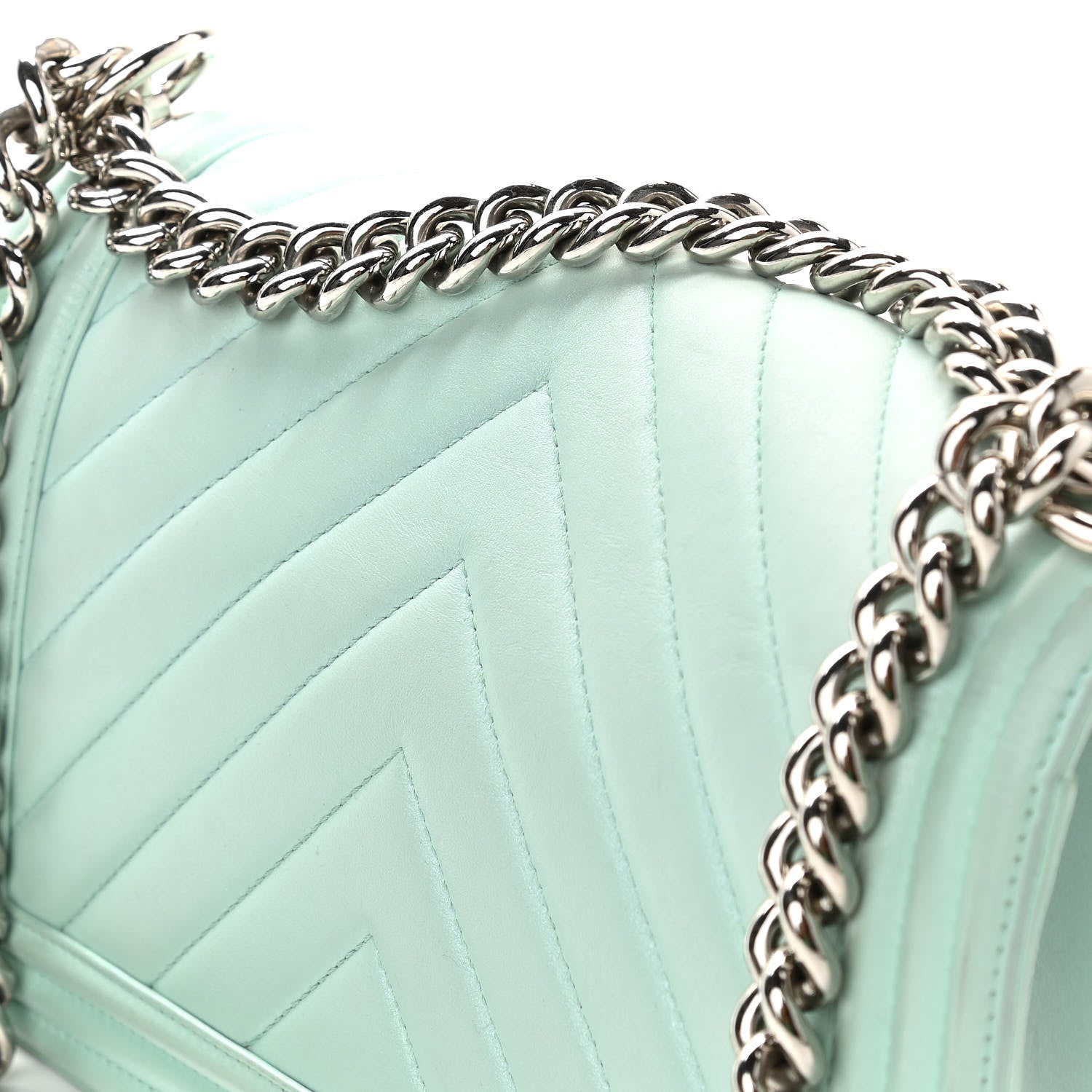 Chanel Iridescent Lambskin Chevron Quilted Medium Boy Flap Turquoise 7 of 13
