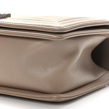 Chanel Calfskin Chevron Quilted Medium Boy Flap Taupe 9 of 9