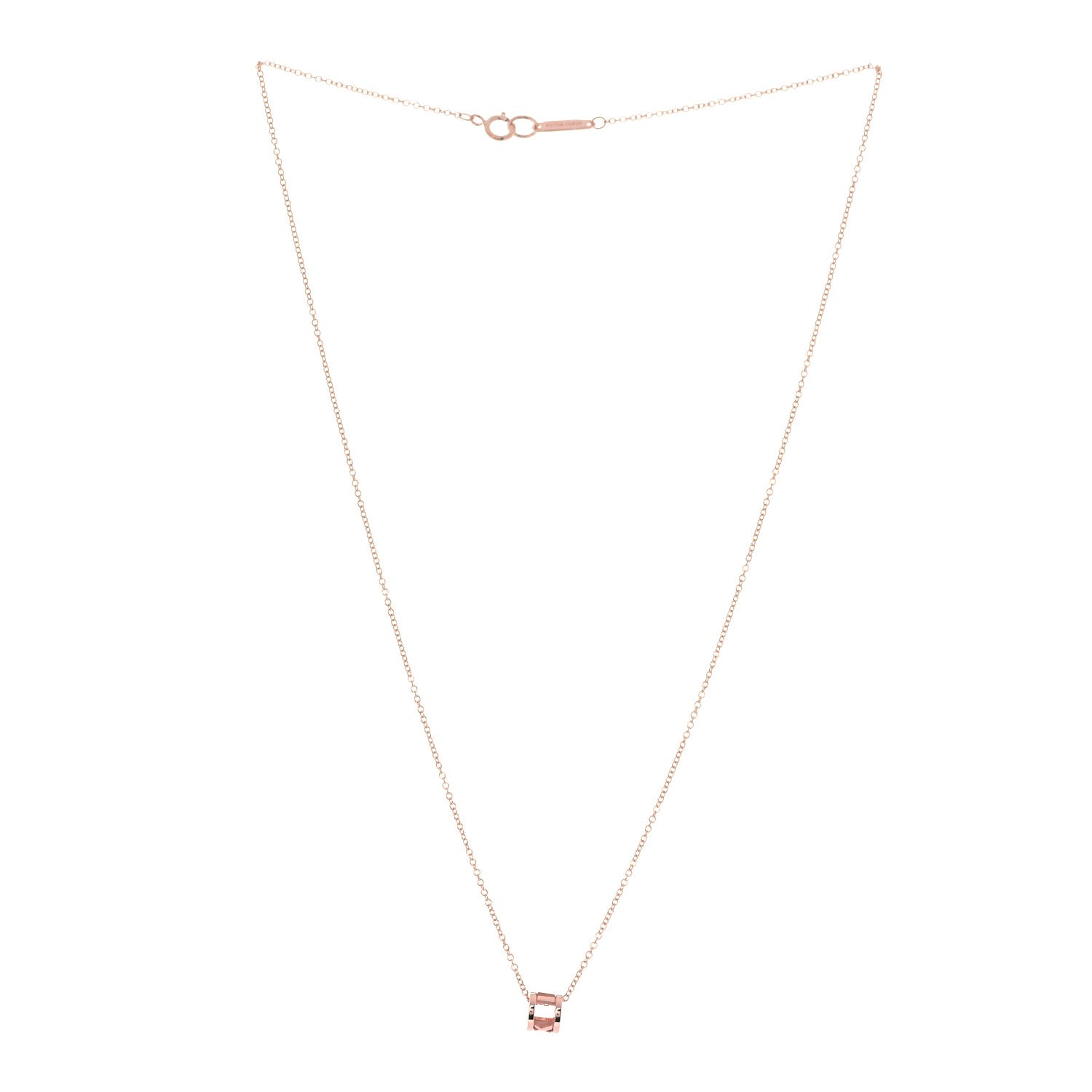 Tiffany 18K Rose Gold Atlas Open Pendant Necklace 2 of 6