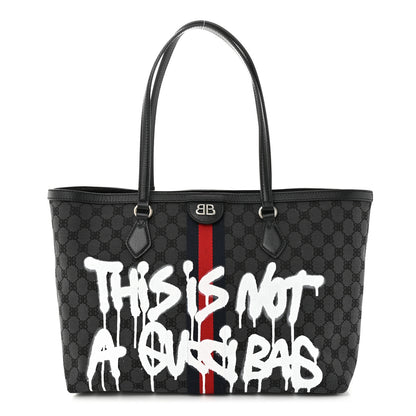 Gucci X BALENCIAGA BB Monogram Web Graffiti Medium Ophidia Shopping Tote Beige New Acero 1 of 10