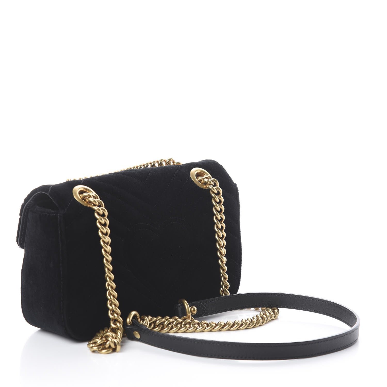 Gucci Velvet Matelasse Mini GG Marmont Shoulder Bag Black 2 of 7