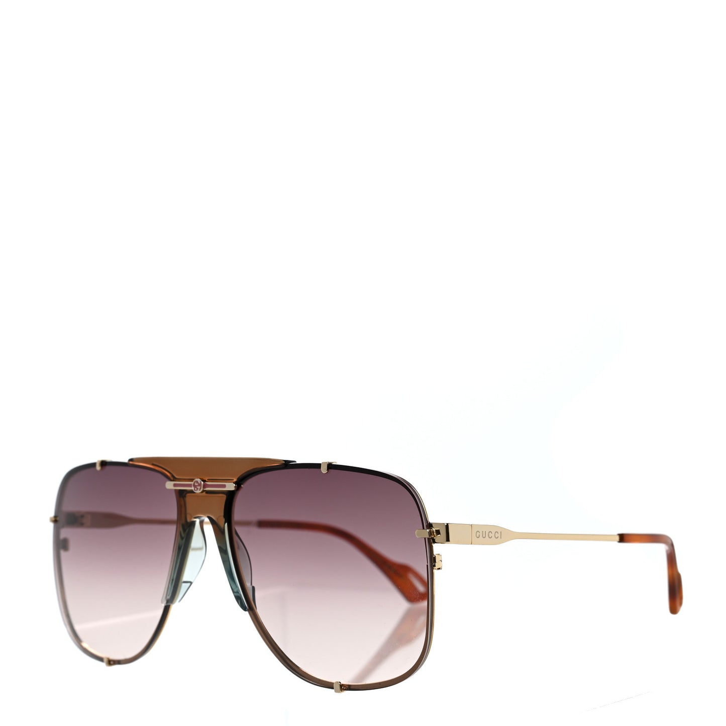 Metal Square Frame Sunglasses GG0739S Brown