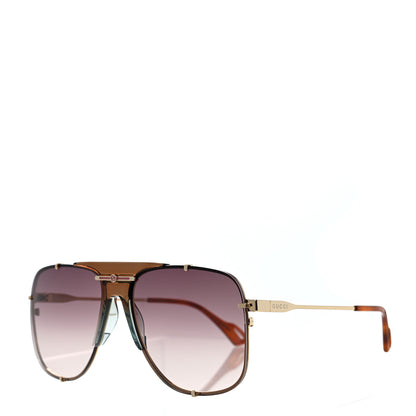 Gucci Metal Square Frame Sunglasses GG0739S Brown 1 of 9
