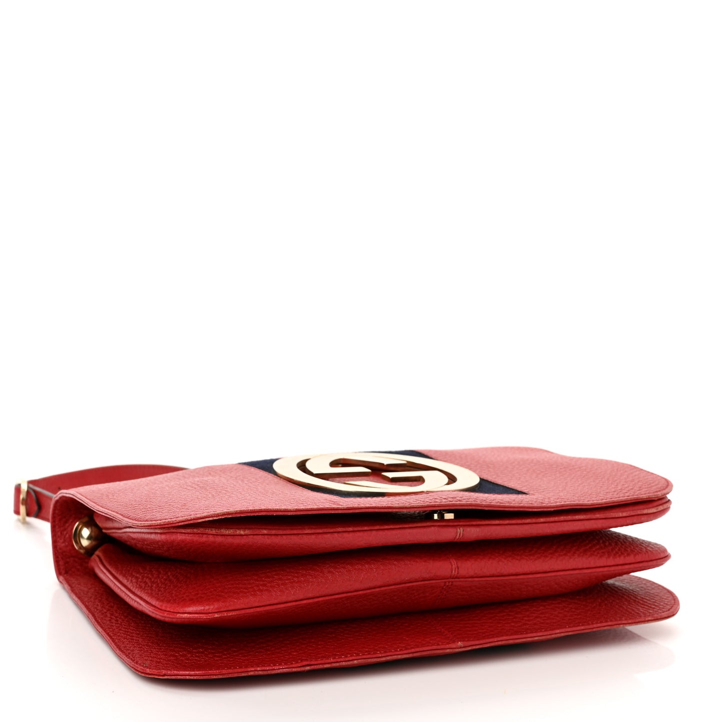 Pebbled Calfskin Web Blondie Hobo Red