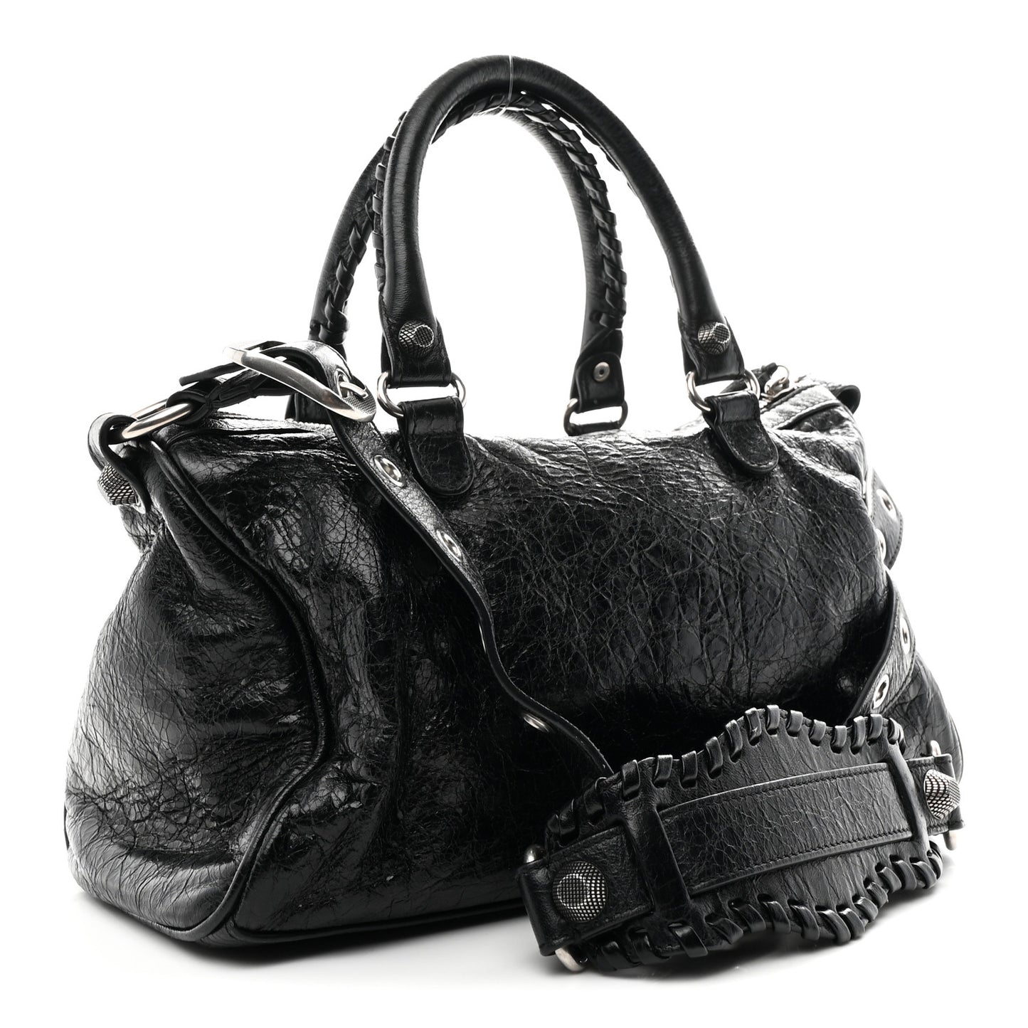 Agneau Arena Medium Le Cagole Duffle Crossbody Bag Black