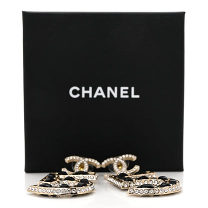 Chanel Crystal Lambskin Chain CC No 5 Drop Earrings Gold Black 5 of 5