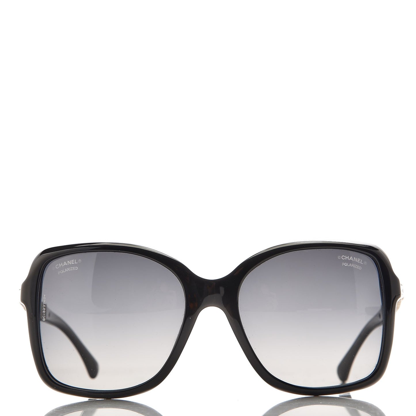 Crystal Baguette Polarized Square Sunglasses 5308-B Black