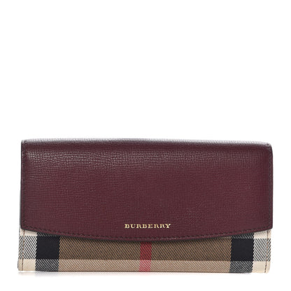 Burberry Grainy Calfskin House Check Continental Wallet Mahogany Red 1 of 6