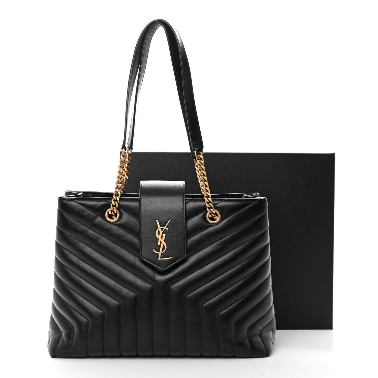 Saint Laurent Calfskin Y Quilted Monogram Large Loulou Shopper Black 17 of 17