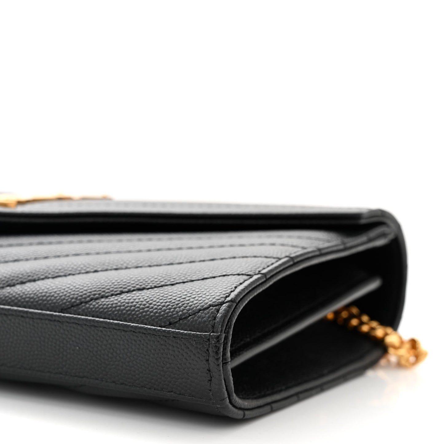 Grain De Poudre Matelasse Chevron Monogram Chain Wallet Black