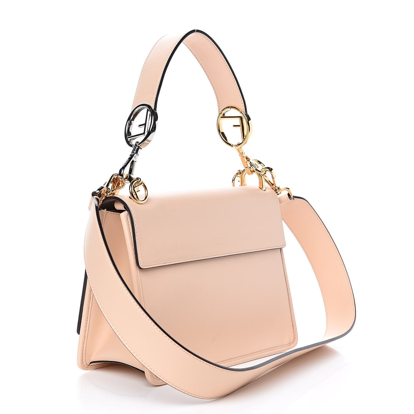 Vitello Century Velvet F is Fendi FF Kan I Shoulder Bag Tobacco Rosa Plaster